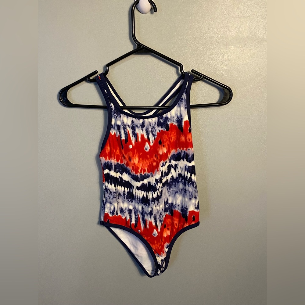 Red and Blue Tie-Dye Swimsuit